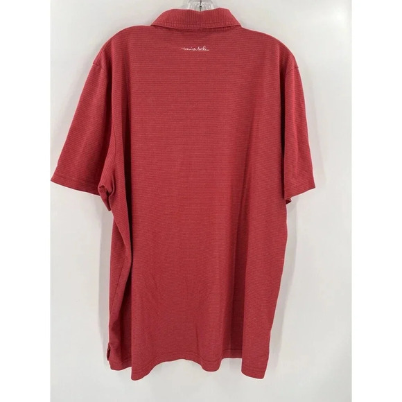 Travis Mathew Polo Shirt Mens 2XL XXL Red Striped Golf Stretch Performance Logo - Picture 2 of 9